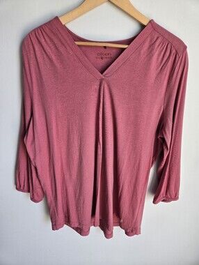 OLSEN  Rose Pink V-Neck 3/4 Sleeve Top